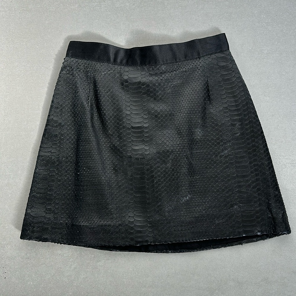 Giambatista Valli for H&M Black Genuine  Textured Leather Mini Skirt Size 6